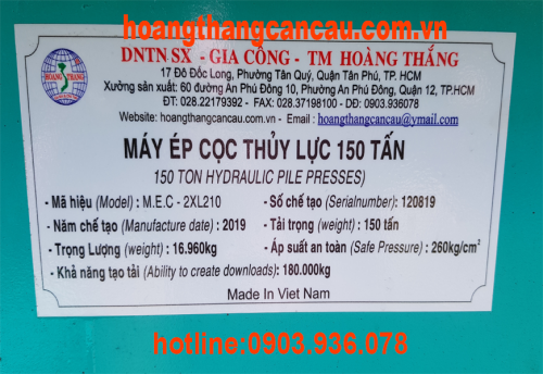 MÁY ÉP CỌC THỦY LỰC 150 TẤN